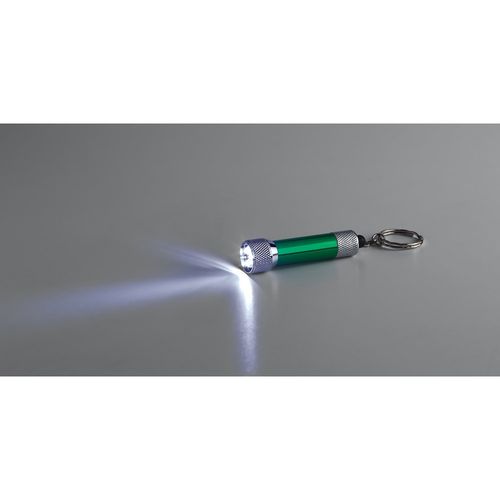 green LERGAN. Llavero de aluminio con linterna de 3 LED