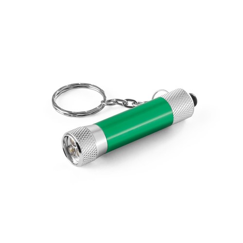green LERGAN. Llavero de aluminio con linterna de 3 LED