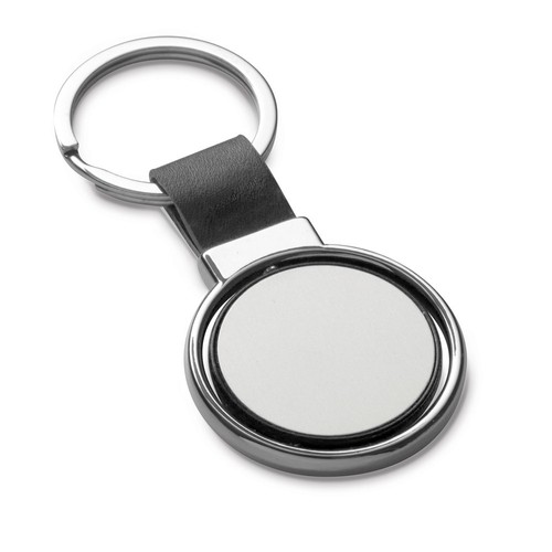 black ALBRIGHT. Llavero de metal y PU apto para personalización mediante doming