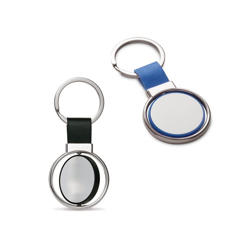 ALBRIGHT. LLAVERO DE METAL Y PU APTO PARA PERSONALIZACIÓN MEDIANTE DOMING