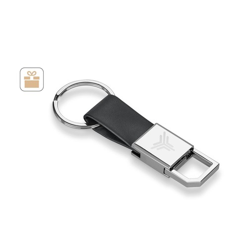 BOURCHIER. LLAVERO DE METAL Y PU CON GANCHO