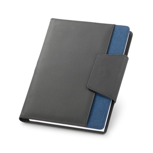 blue RUSSEL. Cubierta de PU y tejido de poliéster con cuaderno A5 con páginas lisas