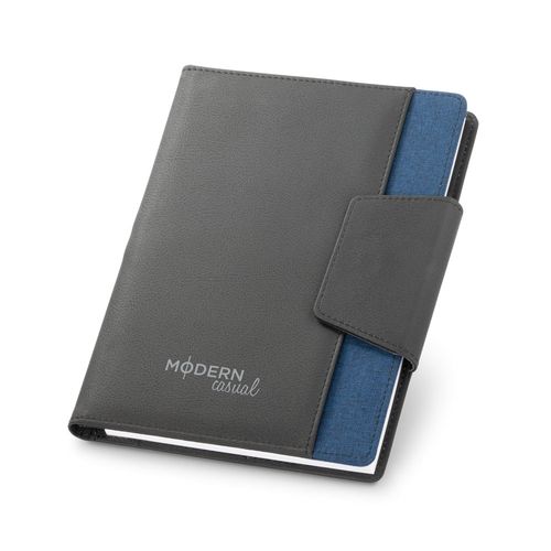 blue RUSSEL. Cubierta de PU y tejido de poliéster con cuaderno A5 con páginas lisas