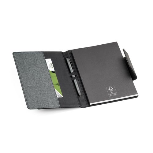 gray RUSSEL. Cubierta de PU y tejido de poliéster con cuaderno A5 con páginas lisas