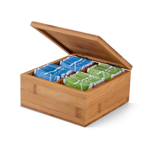 natural ARNICA. Caja de té de bambú con 4 compartimentos y cierre magnético
