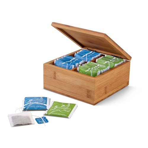 natural ARNICA. Caja de té de bambú con 4 compartimentos y cierre magnético
