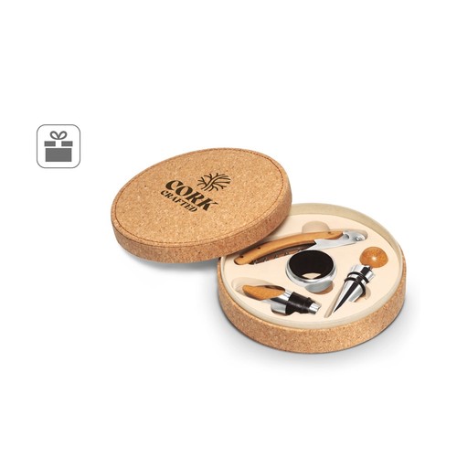 MORETO. SET DE VINO FORMADO POR 4 PIEZAS, FABRICADAS EN BAMBÚ, ACERO INOXIDABLE Y ABS