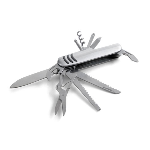 plateado satinado KAPRUN. Navaja multifunción fabricada en acero inoxidable y metal