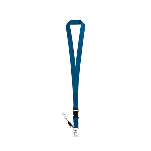 blue ANQUETIL. Lanyard de poliéster con mosquetón metálico