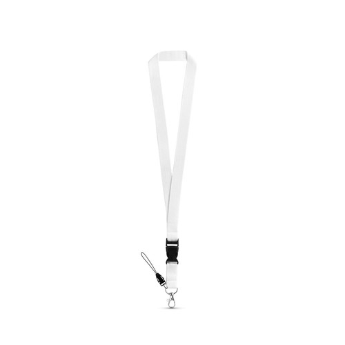 white ANQUETIL. Lanyard de poliéster con mosquetón metálico