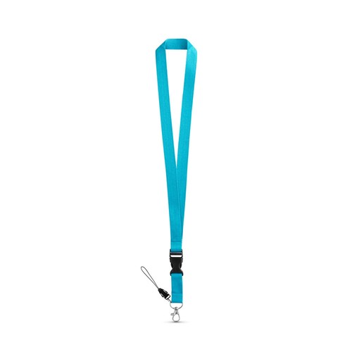 azul claro ANQUETIL. Lanyard de poliéster con mosquetón metálico