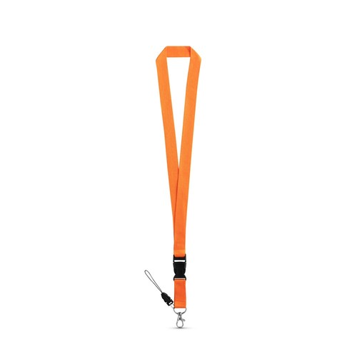 orange ANQUETIL. Lanyard de poliéster con mosquetón metálico