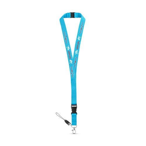 blue MURRAY. Lanyard de poliéster con mosquetón metálico
