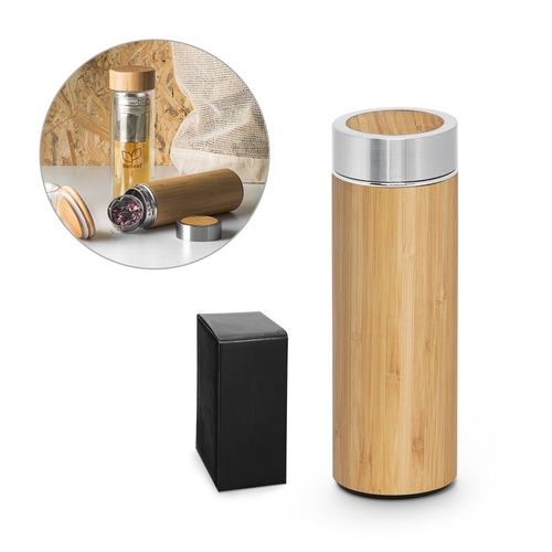 NATUREL. Bouteille thermos en bambou et acier inoxydable (90 % recyclé) 430 mL - 1