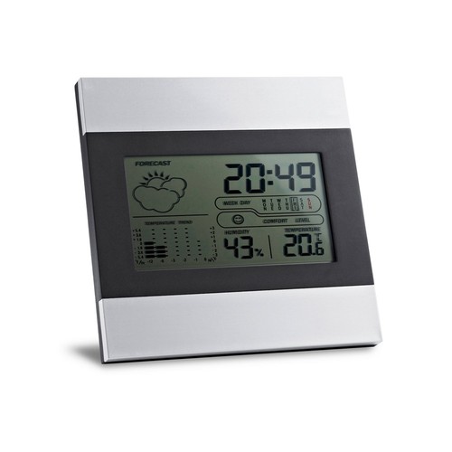 DENE. ESTACIÓN METEOROLÓGICA DE SOBREMESA CON PANTALLA LCD DE ALUMINIO Y ABS
