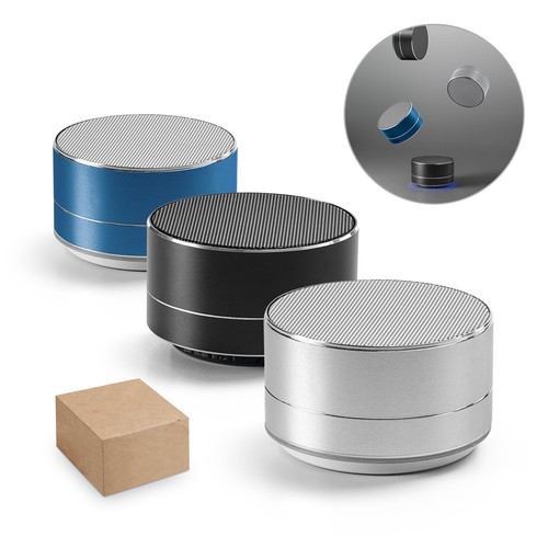 FLOREY. ALTAVOZ PORTÁTIL DE 3W CON 4H DE AUTONOMÍA, FABRICADO EN ALUMINIO RECICLADO (100% RAL) Y ABS RECICLADO (100% RABS)