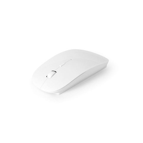 white BLACKWELL. Ratón inalámbrico a pilas, fabricado en ABS reciclado (100% rABS)
