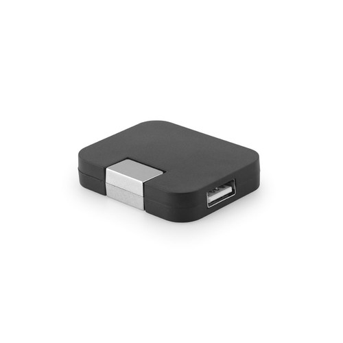 black JANNES. HUB con 4 puertos USB-A, fabricados en ABS