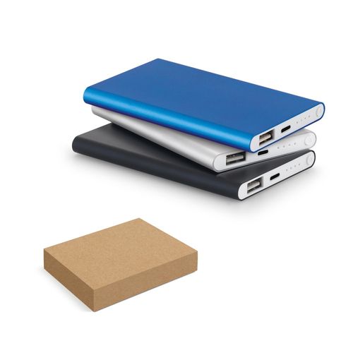 MARCET. POWER BANK SLIM 4'000 MAH, FABRICADO EN ALUMINIO RECICLADO (100% RAL) Y ABS RECICLADO (100% RABS)