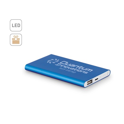 MARCET. POWER BANK SLIM 4'000 MAH, FABRICADO EN ABS RECICLADO (70 % RABS) Y ALUMINIO RECICLADO (30 % RAL)