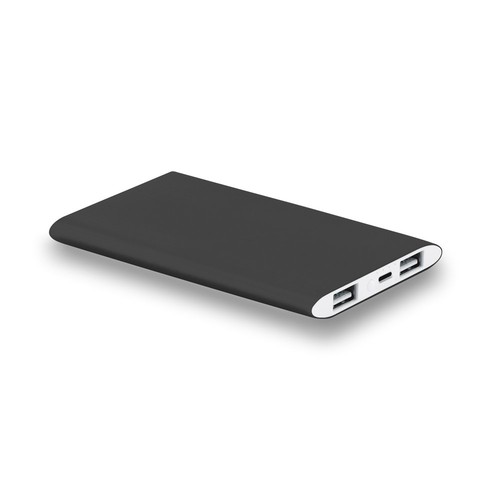 black NOBEL. Power bank 7'200 mAh, fabricado en aluminio reciclado (100% rAL)