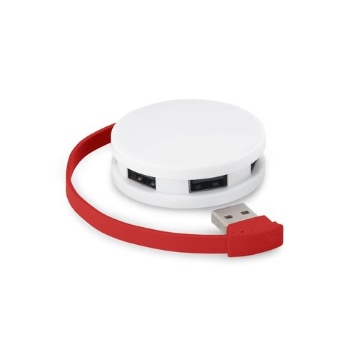 red GARDNER. HUB con cable y 4 puertos USB-A, fabricados en ABS