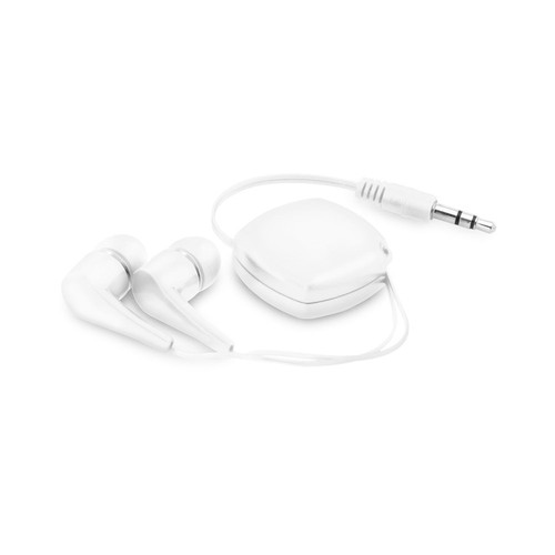 white PINEL. Auriculares con cable retráctil de 0.75m en ABS