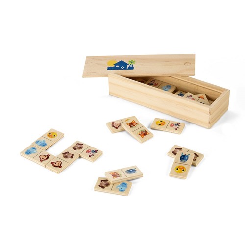 DOMIN. Jeu de dominos en bois pour enfants avec 28 des dessins d'animaux - 2
