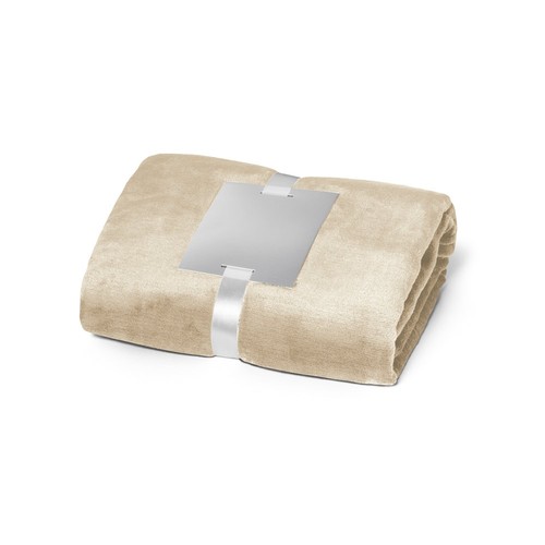 beis DYLEAF. Manta polar (240 g/m²) con cinta para tarjeta de personalización