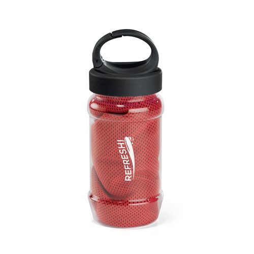 ARTX PLUS. Conjunto que incluye una botella hecha en PP y PET y una toalla refrescante deportiva de poliamida y poliéster