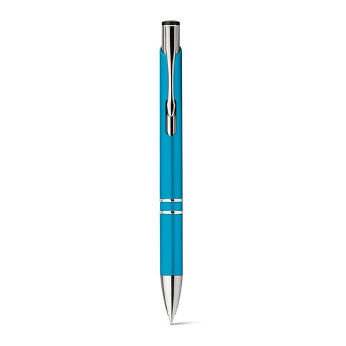 azul claro BETA PLASTIC. Bolígrafo en ABS con clip metálico
