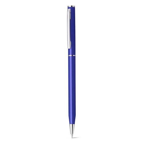 blue LESLEY METALLIC. Bolígrafo en aluminio con mecanismo de giro y clip