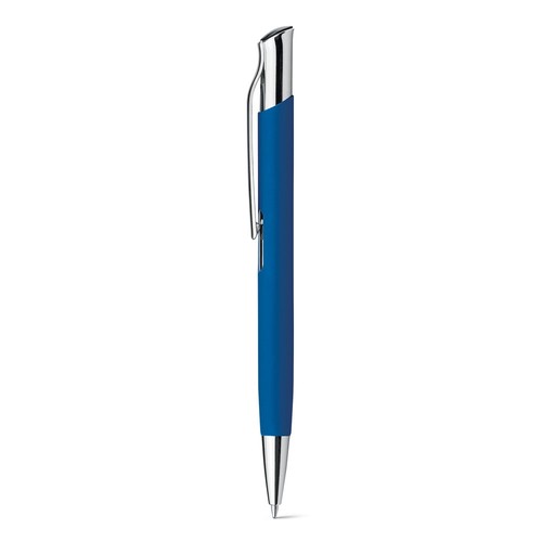 blue OLAF SOFT. Bolígrafo de aluminio con acabado de goma