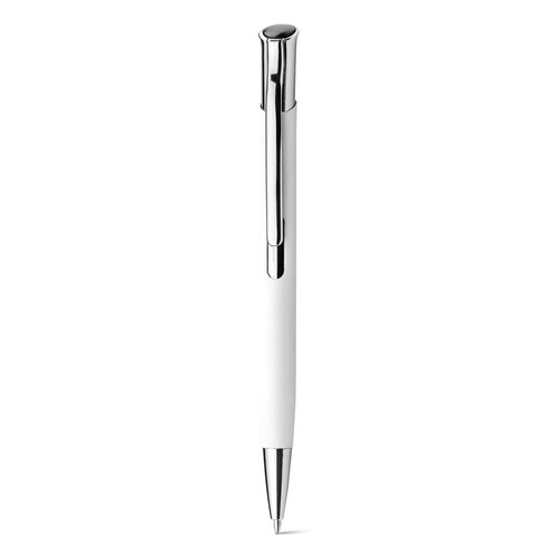 white OLAF SOFT. Bolígrafo de aluminio con acabado de goma