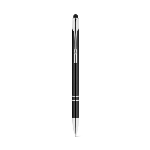 black GALBA. Bolígrafo de aluminio con punta táctil y clip