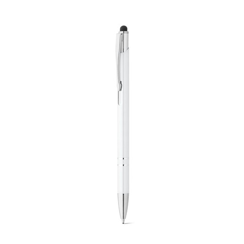 white GALBA. Bolígrafo de aluminio con punta táctil y clip