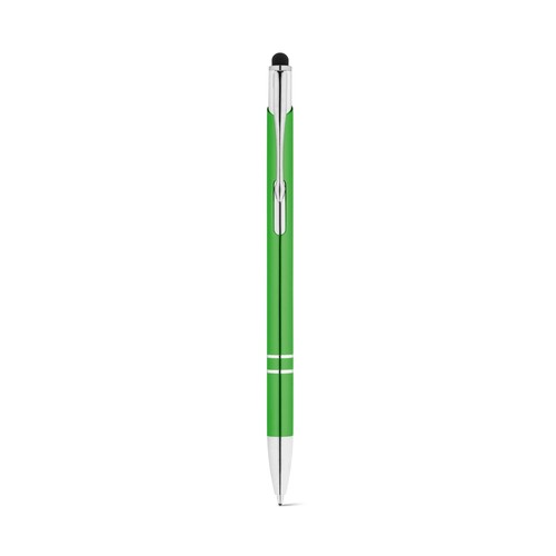 verde claro GALBA. Bolígrafo de aluminio con punta táctil y clip
