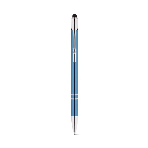azul claro GALBA. Bolígrafo de aluminio con punta táctil y clip