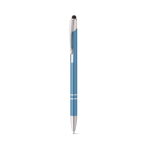azul claro GALBA. Bolígrafo de aluminio con punta táctil y clip