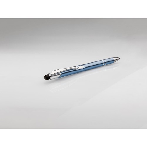 azul claro GALBA. Bolígrafo de aluminio con punta táctil y clip