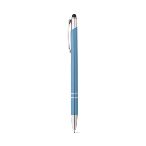 azul claro GALBA. Bolígrafo de aluminio con punta táctil y clip