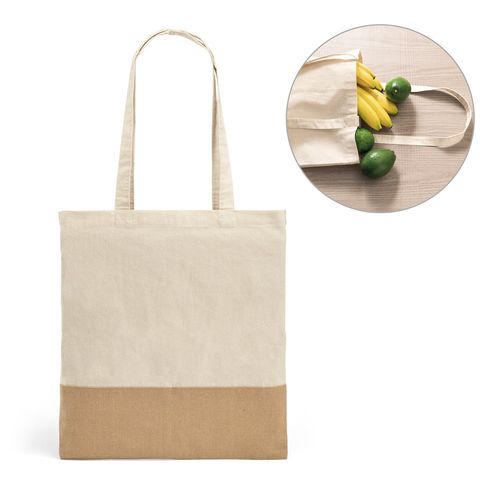 MERCAT. Sac 100% coton (160 g/m²) avec détails en imitation jute - 1