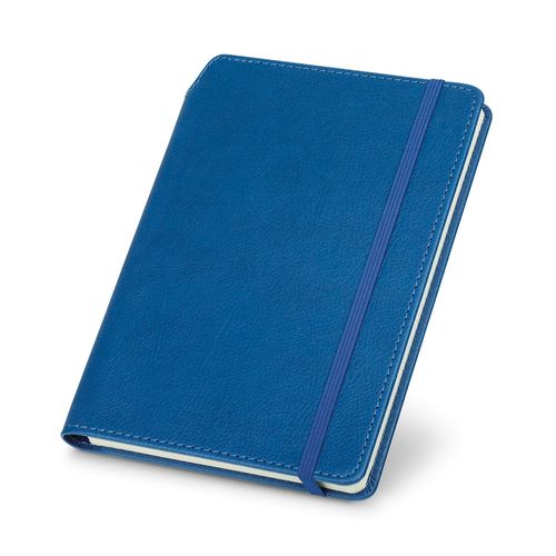 blue MORIAH. Bloc de notas A5 en PU con hojas rayadas, fabricado con material certificado FSC™ y otros materiales controlados