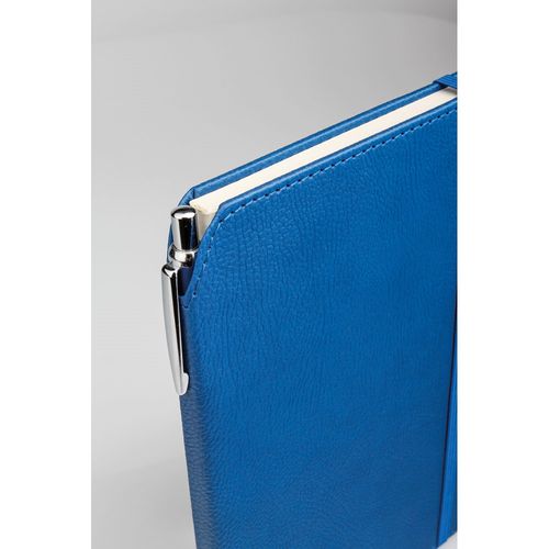 blue MORIAH. Bloc de notas A5 en PU con hojas rayadas, fabricado con material certificado FSC™ y otros materiales controlados