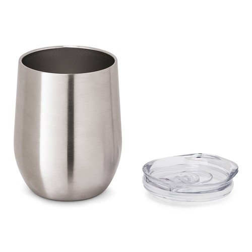 plateado satinado RONDE. Taza de viaje 400 mL