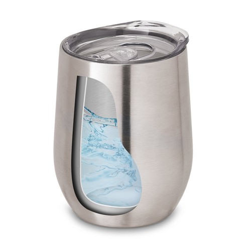 plateado satinado RONDE. Taza de viaje 400 mL