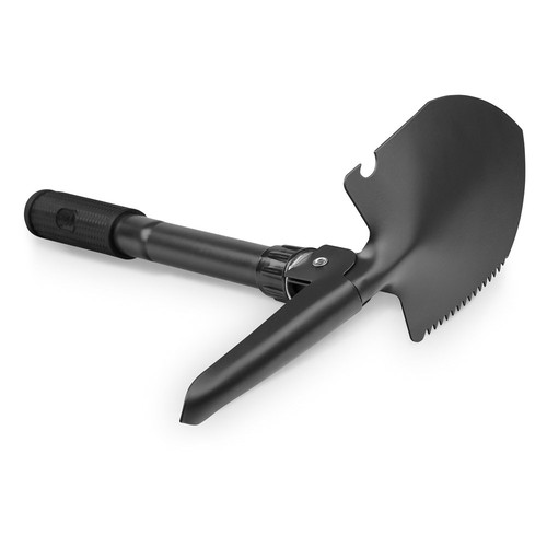black DIG. Pala plegable de metal con brújula