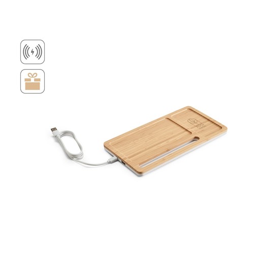 MOTT. ORGANIZADOR DE SOBREMESA CON CARGADOR INALÁMBRICO DE 15W EN BAMBÚ Y ABS