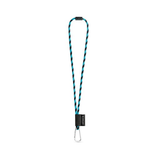 negro/azul claro 75089. SET Lanyard TUBE Long (Ø 7 mm) con mosquetón en forma de D de 55 mm y cierre de seguridad de Ø 7 mm