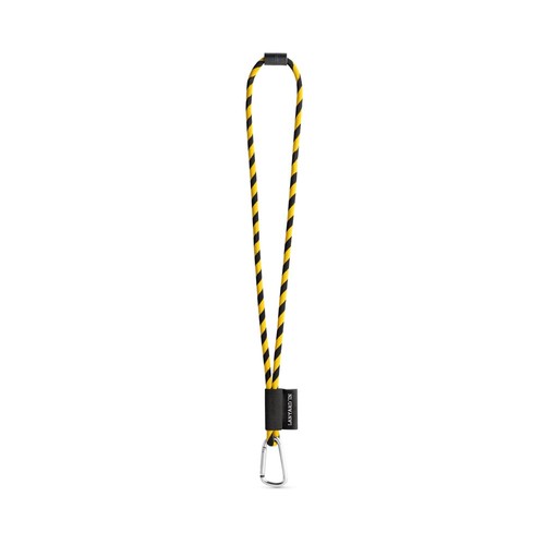 negro/amarillo 75089. SET Lanyard TUBE Long (Ø 7 mm) con mosquetón en forma de D de 55 mm y cierre de seguridad de Ø 7 mm
